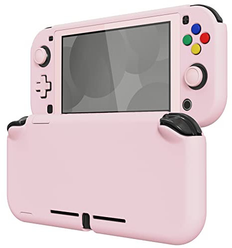 eXtremeRate Schutzhülle für Nintendo Switch Lite,Schutzhülle Case Hülle Schale Tasche Zubehör für Nintendo Switch Lite Joycon Konsole&1 x Displayschutzfolie mit weißem Rand(Pink)