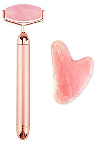 Love My Skin Rose Quart Facial Sculpting Beauty Set Gua Sha Stone Vibrating'