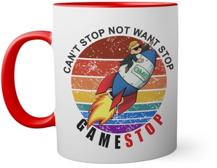 GameStop To the Moon Game Stonk Tasse innen und am Henkel rot außen weiß Mug 330ml