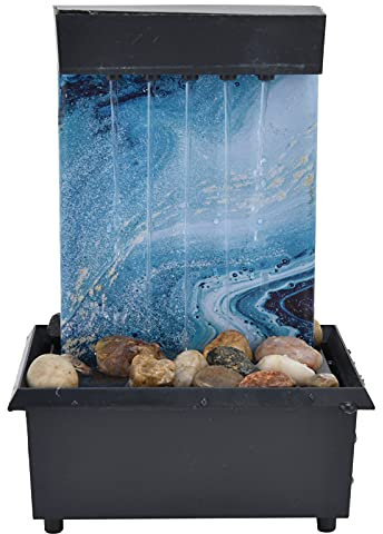Fontana da Tavolo USB Desktop Piccola Fontana d'Acqua Fontana a Cascata per Interni Mini Fontana in Stile Moderno con Luce a LED per Feng Shui Meditazione Zen Decorazione per Ufficio Regalo