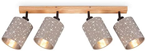 BRILONER - Deckenlampe mit Sternenhimmel, schwenkbar, Lampenschirm aus Stoff, Deckenleuchte, Lampe, Schlafzimmerlampe, Küchenlampe, Deckenstrahler, Deckenbeleuchtung, 65x13x15,5 cm, Taupe
