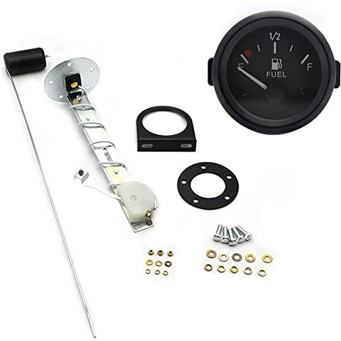 CENPEK Medidor de combustible 2 pulgadas 52 mm Medidor de nivel de combustible universal para automóvil con sensor de combustible digital LED E-1/2-F Puntero de rango 12V para barco SUV