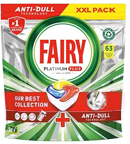 Fairy Platinum Plus All In One Dishwasher Tablets Lemon, 63 Tablets