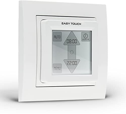 NOBILY Rolladen Zeitschaltuhr Easy Touch ultraweiß, Rollladenzeitschaltuhr mit Touchscreen im Breitformat, Sonnen- und Dämmerungssensor anschließbar