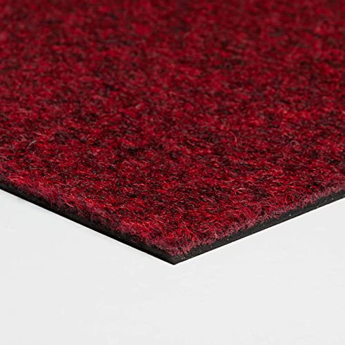 Teppichfliesen 50x50 Selbstliegend rot Messe und Büro Teppich Fliesen aus Nadelvlies Selbstliegende Teppichboden Fliesen ideal als Messeteppich (4 Fliesen = 1 m², Rot)