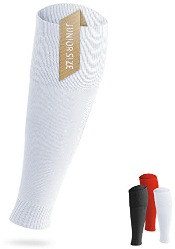 A R O C SPORTS Junior Kinder TUBE Socken | Unisex One-Size | UNBRANDED | in verschiedenen Farben | Sleeve/Stutzen für Fußball (Weiß)