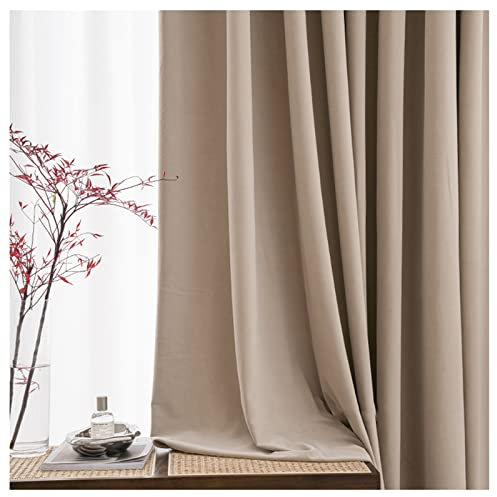 Chambre Rideaux Occultants Velours Style Japonais Rideau Opaque Pour Salon Cuisine Intérieur Rideau 2 Panneaux,Eyelet,W140xL180cm