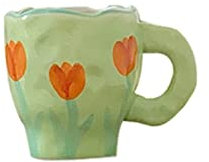 ZXMJYHK Pintado a mano Cerámica de cerámica Copa Cerámica Hecho A Mano Hecho A Mano Irregular Forma Lindo Corazón Cereza Tulip Taza Té Milk Water Whareware (Color : B)