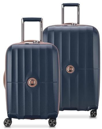 DELSEY Paris St. Tropez Hartschalenkoffer mit Erweiterungsfunktion und Rollen mit 360°-Drehung, Marineblau, 2-Piece Set (21/28)