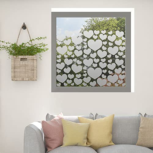 Kiwistar UG Glasdekorfolie - 70 cm lang - Herzen Fensterfolie Sichtschutzfolie Milchglas selbstklebend für Bad Dusche Badfenster Blickdicht Büro Terasse Klebefolie