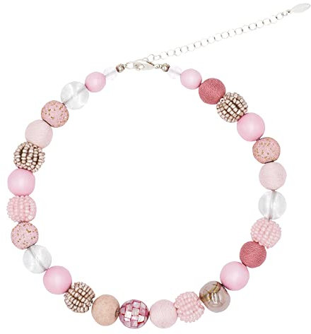 Feliss Handmade: Ketten aus Perlen, Halskette Damen. Statement Kette 45 cm lang in Boho Style. Choker Halsband, aesthetic Necklace Schmuck. Beads Perlenkette für Frauen in rosa mit Keramikperlen