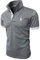 KUNJLELP Men's Regular-Fit Cotton Pique Polo Shirt Short Sleeve Golf Polos,Grey,L