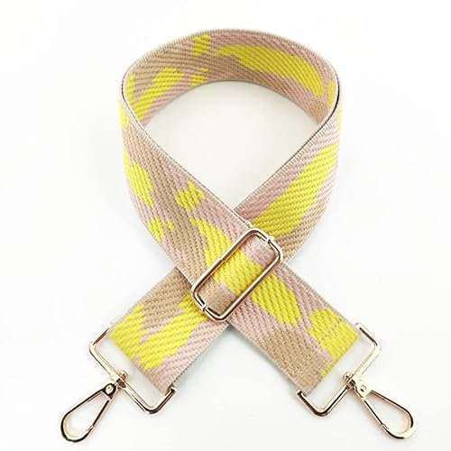 Verstellbarer Schultergurt für Taschen 5cm Taschengurt Boho Schulterriemen für Schultertasche Tragetaschen Handtaschen,DIY Zubehör für Tasche Goldem Karabinerhaken DIY Taschenherstellung Gelb