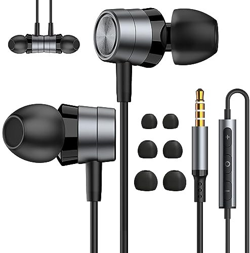 QILERUI Noise-Isolating In-Ear Headphones with Mic, Wired 3.5mm Jack Earbuds with Volume Control Compatibile with Smart phone, Android, MP3, Most 3.5mm Audio Devices