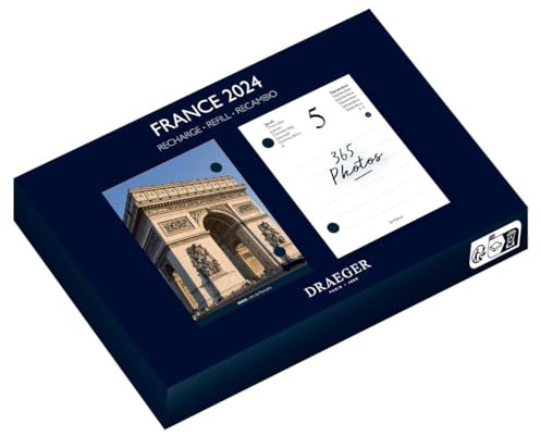 DRAEGER PARIS | Ephémeride Agenda Yvon France | Januar bis Dezember 2024 | 7 Sprachen | 365 Tage 365 Blatt | FSC®-zertifiziertes Papier, bedruckt mit pflanzlicher Tinte