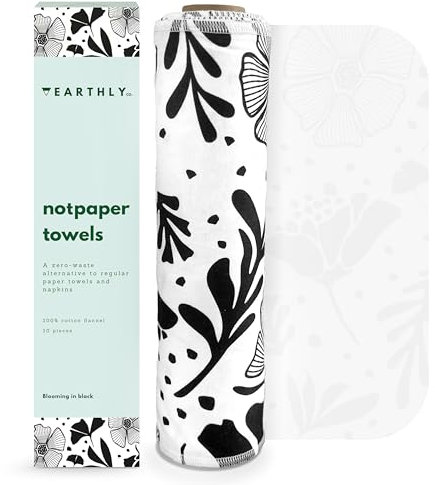 Earthly Co. Wiederverwendbare Papierhandtücher – 10 Stück – Stoffpapierhandtücher wiederverwendbar waschbar – Rolle mit wiederverwendbaren Servietten papierlose Papierhandtücher – saugfähig und