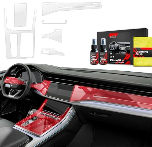 GRIZZ GLASS - Schutzfolie Auto - Schutzschicht für den Innenraum - schützt vor Kratzern und Schmutz - Lackschutzfolie 6in1 PianoSkin für Audi Q7 (2018-2025) - 6er-Pack glänzend