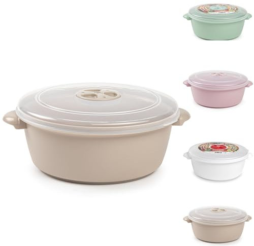 Plastic Freezer Microwave Pot Food Storage Container Tub with Ventilated Lid Heating Food, Steam Release Vent, Kitchen Air-tight Food Storage Box (1.5L Taupe)