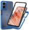 XINYEXIN Cover per Motorola Moto E14 / G24 / G04 / G04s, Custodia Antiurto 360 Gradi Protezione Dello Schermo Incorporata, Full Body Rugged Trasparente Cover Military Armour Case - Blu Scuro