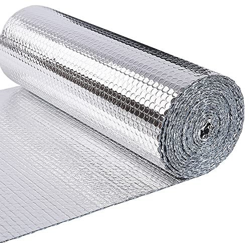 VOUNOT® Isolant Thermique en Film Aluminisé a Bulles Double Face 3.2mm Résistant pour Réflecteur radiateur de Chaleur et Protéger Contre Froid Idéal pour Fenetre, Voiture, Radiateur 20x0.6M