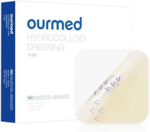 Ourmed Hydrokolloid-Pflaster groß 10x 10 cm, 20 Stück, 0.3 mm dick, wasserdichtes Wundpflaster mit Klebefläche für leichte Exsudatwunden, Blasen, Akne, oberflächliche Wundversorgung