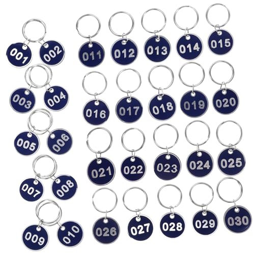 30 Stück Nummernschild-schlüsselanhänger Runde Schlüsselanhänger Zur Identifikation -30