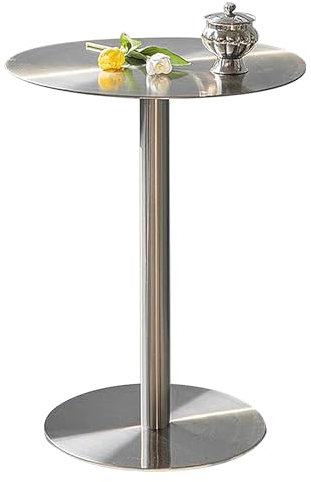 Mesa de bar alta para bistró, mesa redonda de bistró, moderna y moderna para comedor, vinoteca, pub, mesa auxiliar de acero inoxidable, adecuada para cafetería, patio, banquete, sala de estar, balcón