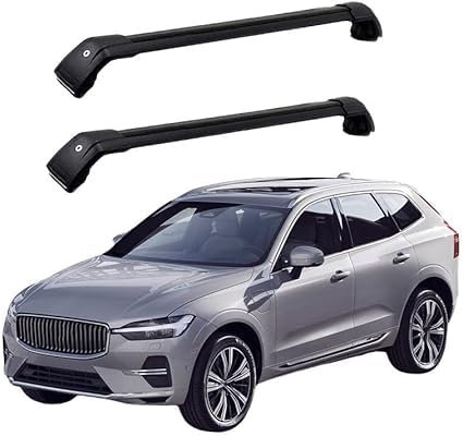 TMZWJ 2 Stück Auto Dachgepäckträger Querträger für Volvo XC60 2008 2009 2010 2011 2012 2013 2014-2023 Skiträger Dachträger Reling Dachreling Relingträger Autodachträger Cargo Bars,A-Black