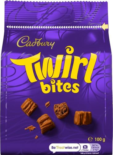 Cadbury Milk Chocolate Twirl Bites, Sharing Bag, 100 g (Pack of 1) | Indulgent Bite Size Treats, For Sharing, Smooth & Crumbly Texture