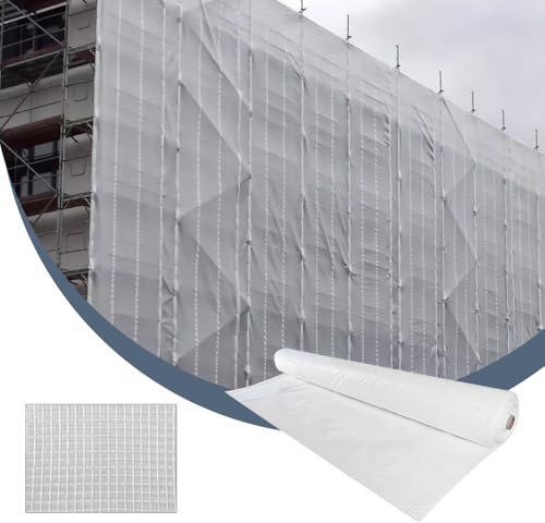 Gerüstplane mit Ösen | schwer entflammbar (DIN4102 B1) | 2,70m x 5m | 200 g/m² Gitterfolie Gewächshausfolie Gartenfolie Schutzplane UV-Stabil