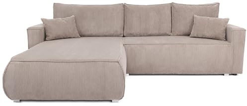 BROMARKT Sofa mit Schlaffunktion Couch L Sofa Bettkasten Schlafsofa für Wohnzimmer Schlafcouch freistehend Havana Relaxsofa 3 sitzer 270x173x80 cm Beige