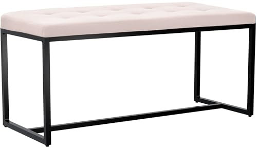 CLP Sitzbank Barci I Moderne Bank | Hochwertige Polsterbank mit schwarz pulverbeschichteten Eisengestell, Farbe:Creme, Material:Stoff