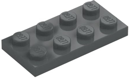 LEGO Construction Plate 2x4, Part 3020 (Dark Bluish Gray, 10, Bricks)