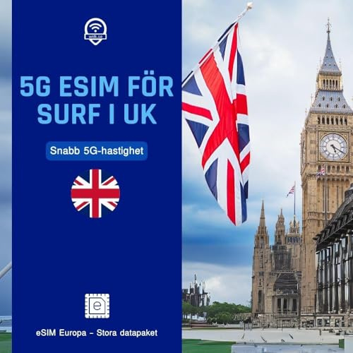 Wifi.se Digitale eSIM 50 GB verfügbar, Keine Daten enthalten. – 5G Reise- und Roaming-eSIM für England, Europa und Großbritannien – Nur SIM – KEIN Datentarif (England)