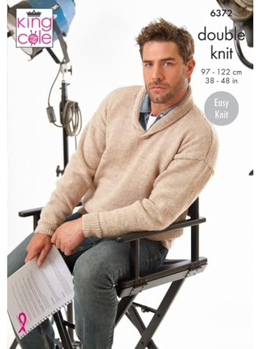 King Cole DK Knitting Pattern Pamphlet - 6372 Men's Sweaters (2 Designs)