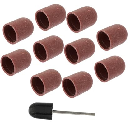 Cabilock 10 Stück Nagelschleifkappen aus Kunststoff Hitzeschützend Leicht Kaffee für Maniküre und Pediküre Passend für Nagelfräser