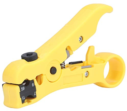 Jeffergarden Koaxialkabel-Abisolierer, Verstellbarer Manueller Abisolierer, Multifunktionswerkzeug für RG59 6 11 7, ABS-Material mit Anpassbarer Tiefe für Techniker und Netzwerkinstallateure