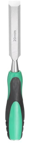 sourcing map Steel Wood Chisel 20mm / 13/16 Wide Blade Wood Working Flat Tip Chisel Woodworking Hand Tool with Plastic Non-Slip Handle for Carpentry Carving DIY Projects, Green-Black