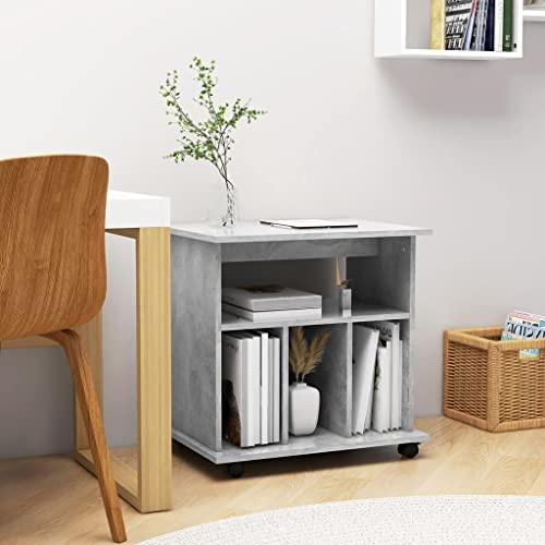 HFXHIJXQ Rollbarer Aufbewahrungsschrank Betongrau 60x45x60 cm aus Holzwerkstoff Modernes Werkstattschrank Design mit 2 feststellbaren Rollen Multi-Zweck für Büro Keller Flur Schlafzimmer
