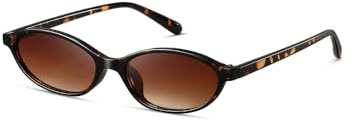 kimorn ovale Sonnenbrille für Damen Chic Katzenauge 90er schmale Sonnenbrille modische UV-Schutz Sonnenbrille (Schildkrötenholz/Braun)