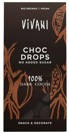 Vivani Schokoladendrops, Choc Crops, 100% Cacao, 100g