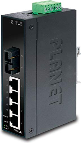 PLANET IP30 Slim Type 4-Port industrieller Ethernet Switch + 1-Port 100Base-FX(SC) (-10-60ø C)