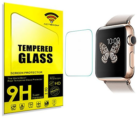 actecom® Protector DE Pantalla 38 MM para Apple Watch Serie 3 Cristal Templado
