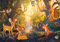 decomonkey Fototapete Kinderzimmer Wald Tiere 350x256 cm XL Tapete Fototapeten Vlies Tapeten Vliestapete Wandtapete moderne Wandbild Wand Schlafzimmer Wohnzimmer Schwäne Reh Baum Fabel
