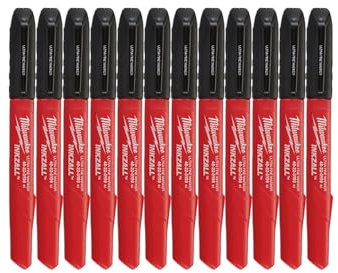 Milwaukee Inkzall Point Markers, Fine, Noir,Pack de 12