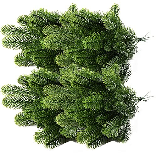 Jycra Lot de 50 branches de pin artificielles pour couronne de Noël ou décoration de jardin 24x8cm Lot de 50.