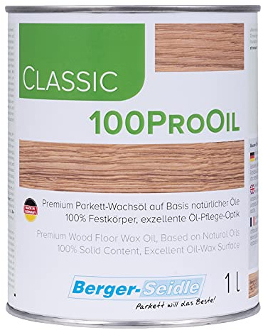 Berger-Seidle Parkett Pflege Wachs/Öl, Tiefenimprägnierung “Classic 100Pro Oil”, 125ml, 1L oder 5 Liter Gebinde (1 Liter)