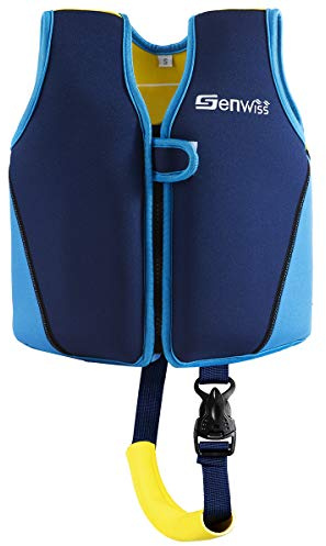 Genwiss Swim Vest for Kids - Baby Swim Jacket for Age 3-4 Years Toddler Fit 28-38 lbs, Size Medium, Blue, Yellow