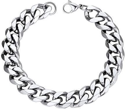 PROSTEEL Men and Women Stainless Steel Round Curb Bracelet Chunky Punk Rock Chain Bracelet Cuban