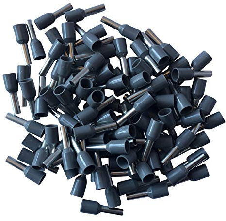GTSE 100 pcs Grey Single Entry 4.0mm² Bootlace Ferrule Connector Insulated Cord Pin End Terminals